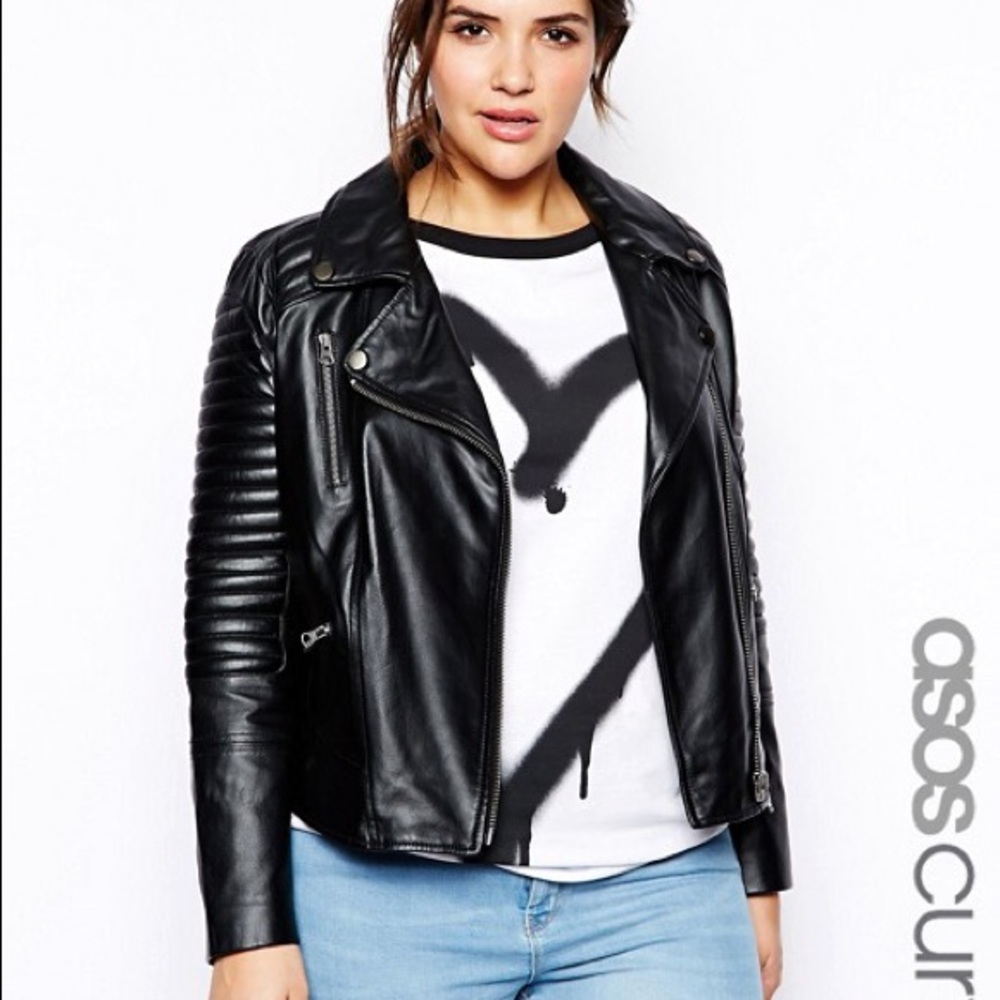 ASOS Curve genuine leather jacket